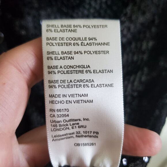 FREE PEOPLE Sequin Shirtee Button Up Blouse Top Ruched Sheer Black Women's Large - Picture 11 of 12